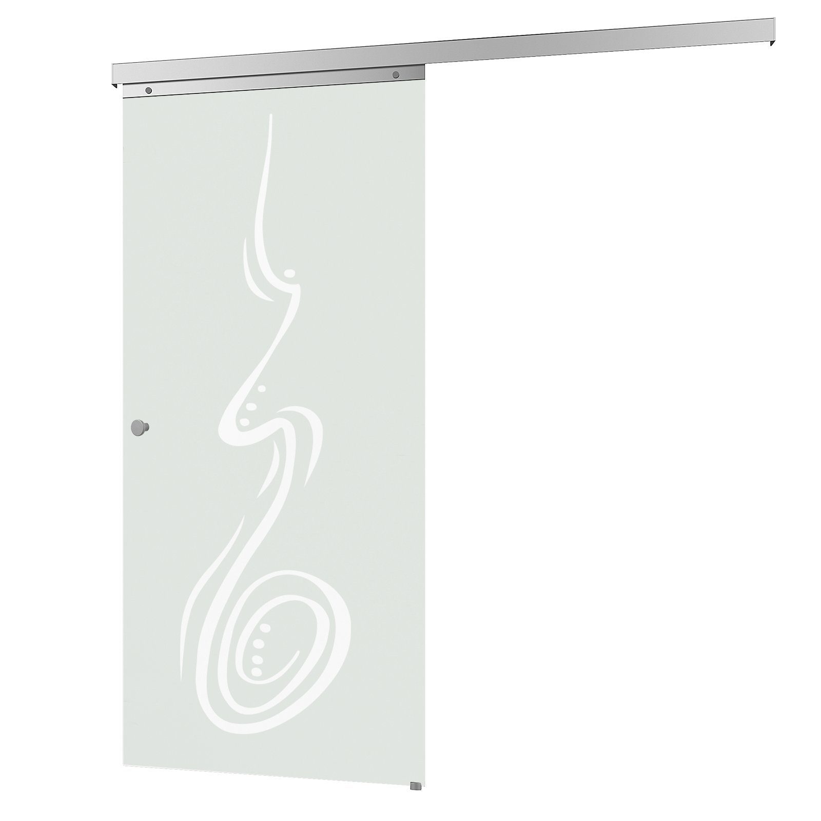 inova wohnen Glasschiebetür Curved (inkl. Griffknopf und Schienensystem), 75,5 x 203,5 cm