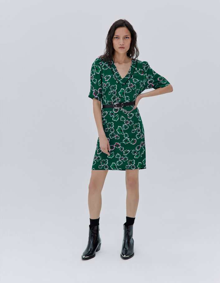 Robe verte maxi floral Femme