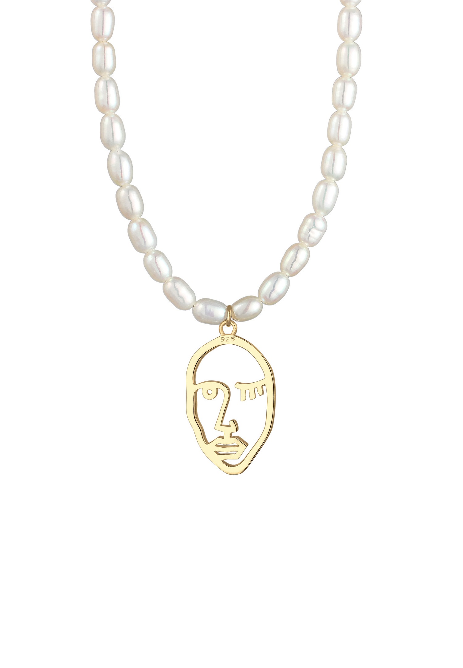 Ели ПРЕМИУМ филигрански слатководни култивисани бисери са намигујућим лицем, женски, позлаћени, сребро (925/1000)