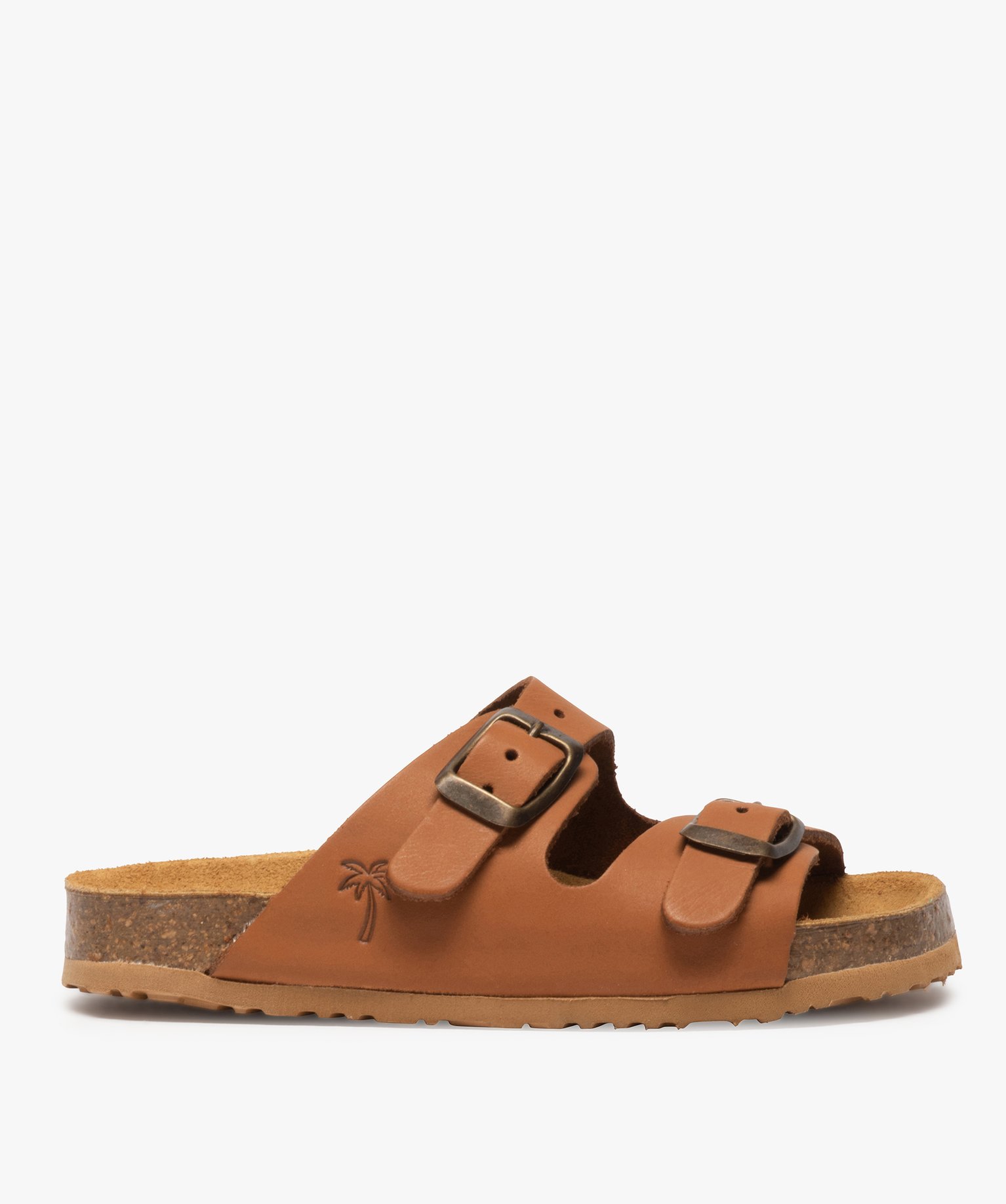 Mules Garçon en cuir à double bride ajustable camel | GEMO