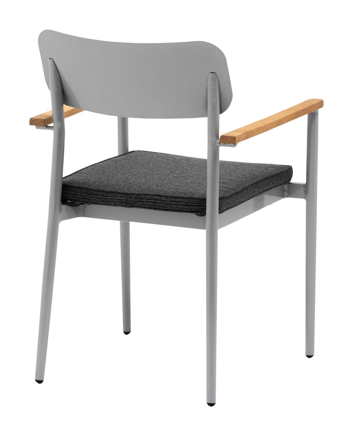 Konway Stapelstuhl DALLAS (4 St), 4x KONWAY® DALLAS Stapelsessel Silber Premium Polyrattan Sessel
