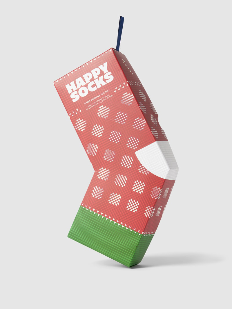 Socken mit Motiv-Print Modell 'X-Mas Stocking' im 3er-Pack in dunkelblau