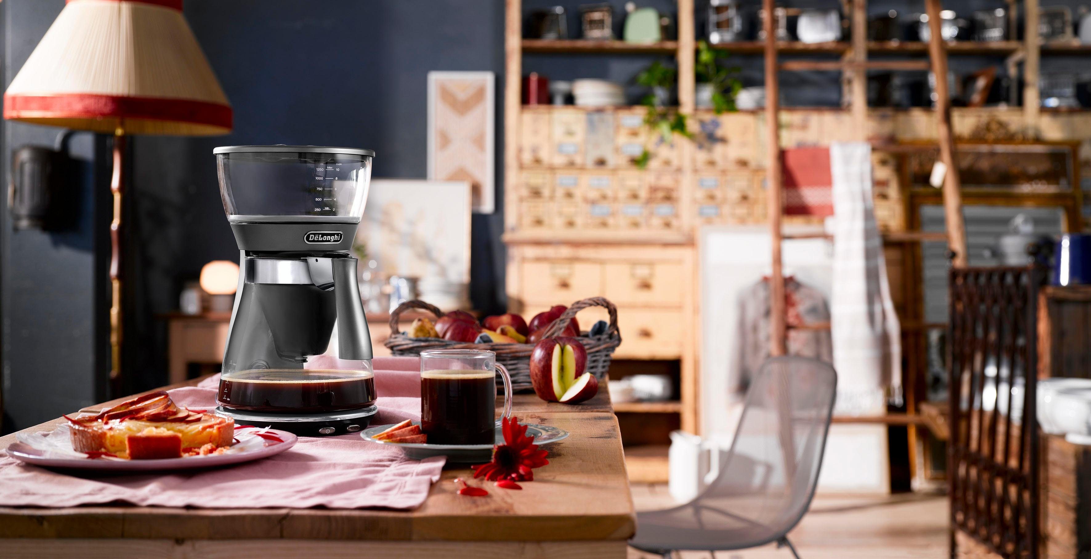 De'Longhi Filterkaffeemaschine Clessidra ICM 17210, 1,25l Kaffeekanne, Papierfilter, nach zertifiziertem ECBE Standard