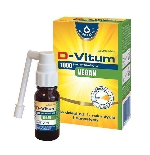 D-Vitum 1000 TV veganiškas vitaminas D vaikams nuo 1 metų ir suaugusiesiems, aerozolis