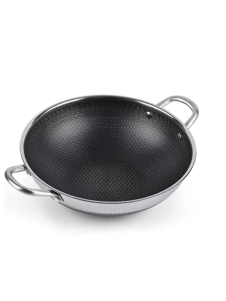 Cheffinger Wok Topf Wabenstruktur Ø36cm Induktion Anti Haft Kratzfest in Silber günstig kaufen 1