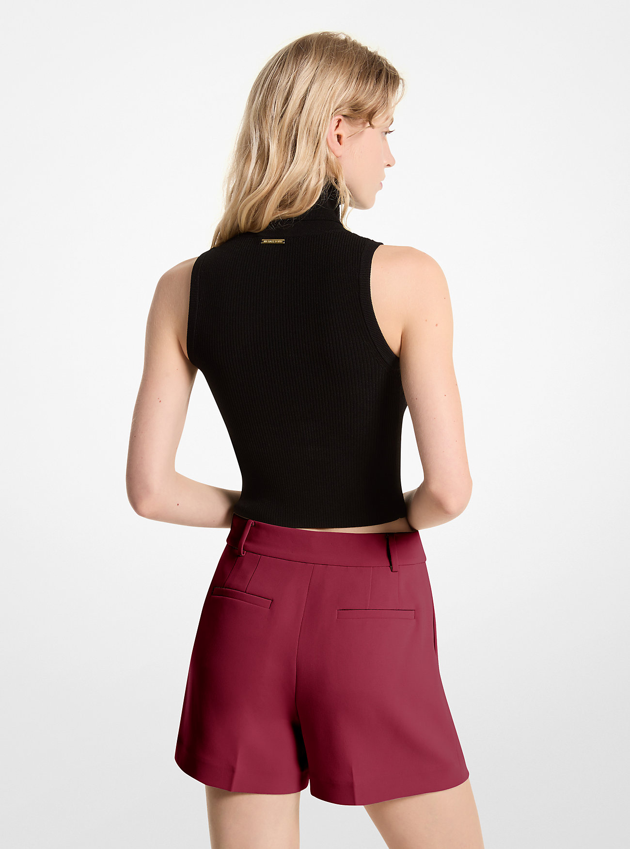 Plissede Crepe Shorts - DEEPMULBERRY