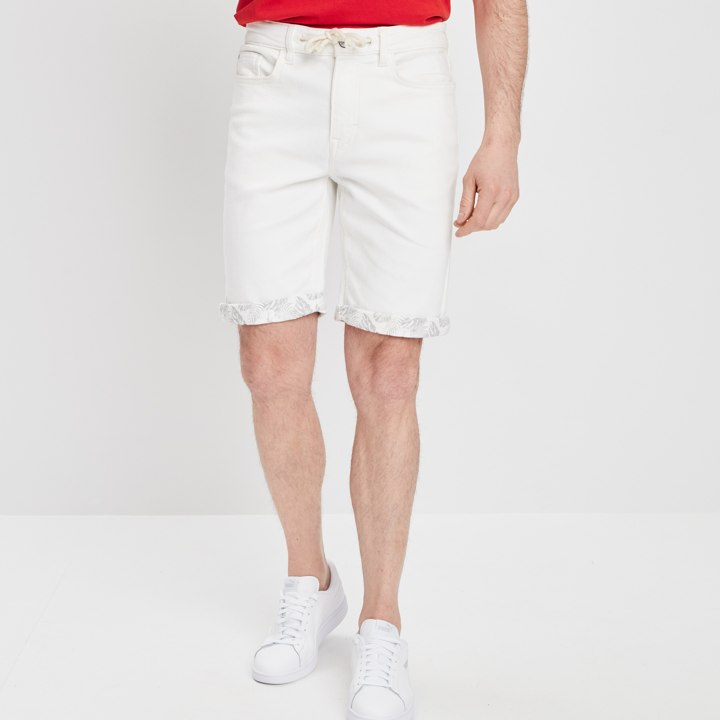 Bermuda straight en jean ivoire homme | La Halle