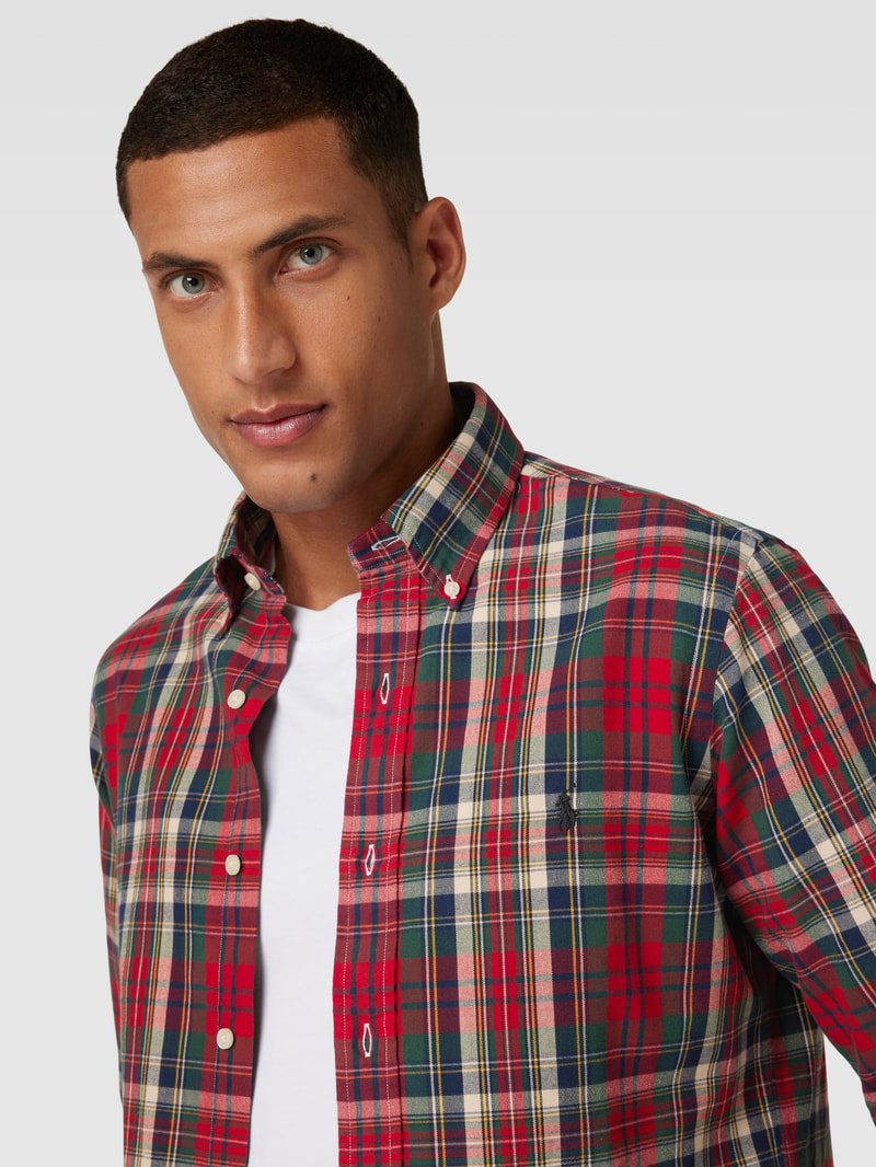 Custom Fit Freizeithemd mit Tartan-Karo in rot