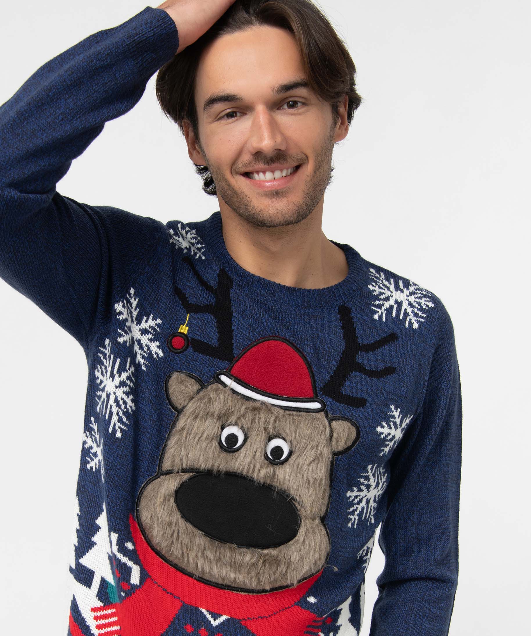 Pull de Nol homme avec motif peluche bleu fonce | GEMO