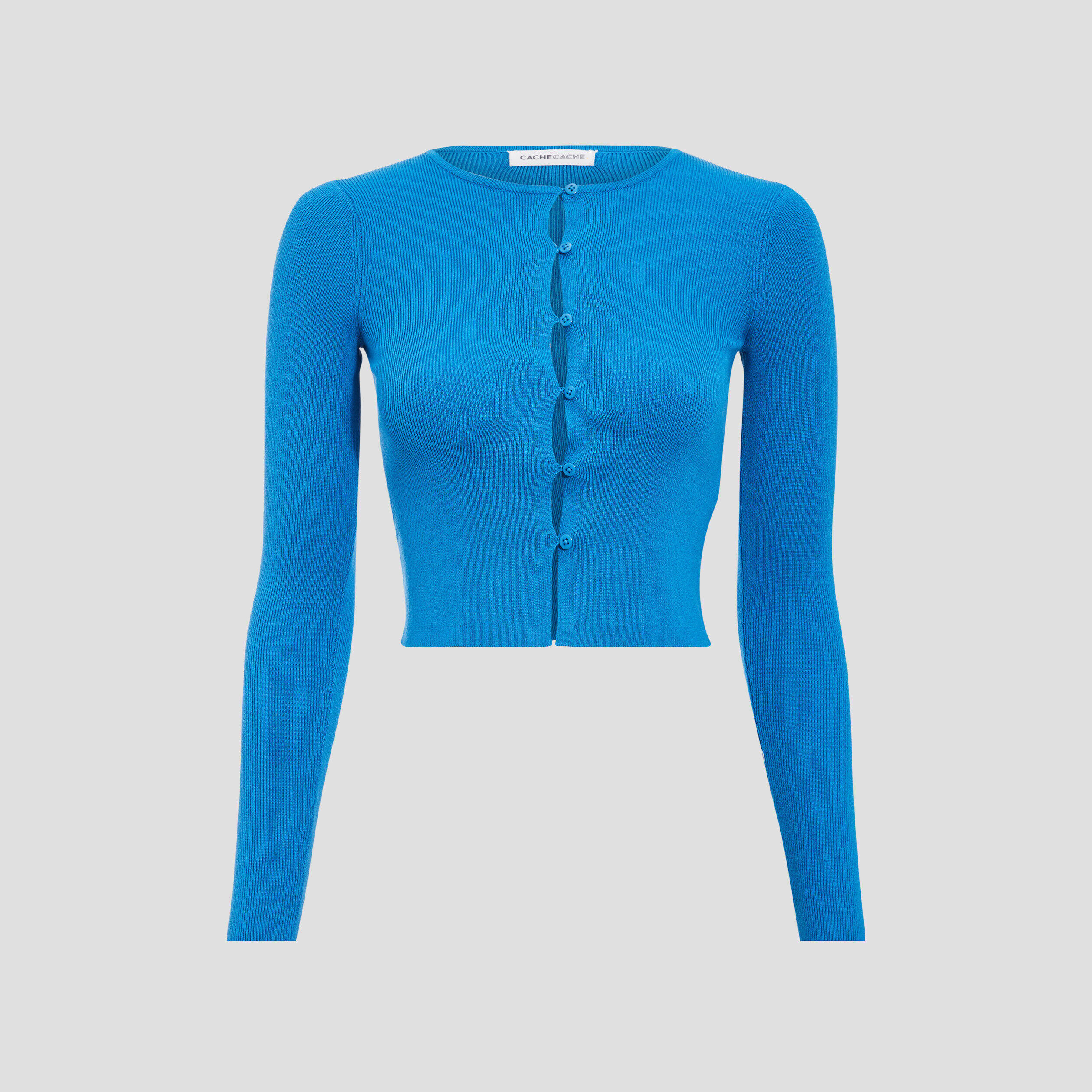 Gilet court boutonné bleu femme | Cache Cache