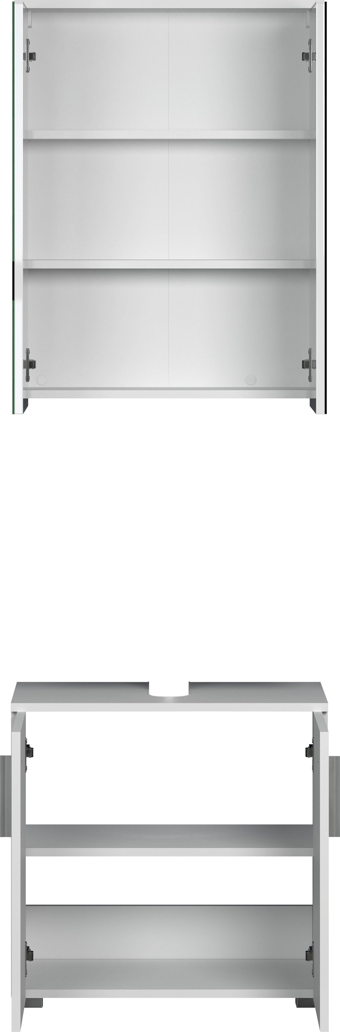welltime Badezimmer-Set Prag, (Set, 2-St), Waschbeckenunterschrank & Spiegelschrank