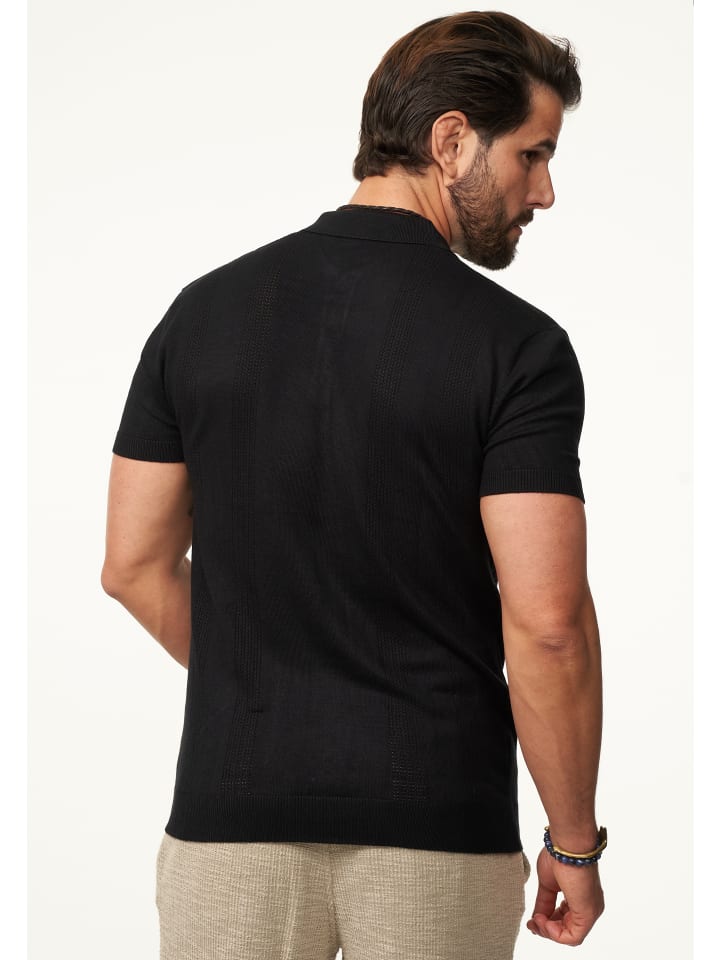 SOULSTAR Poloshirt - mit Knopfleiste Kurzarm Strick Polo-Hemd T-Shirt in Black günstig kaufen