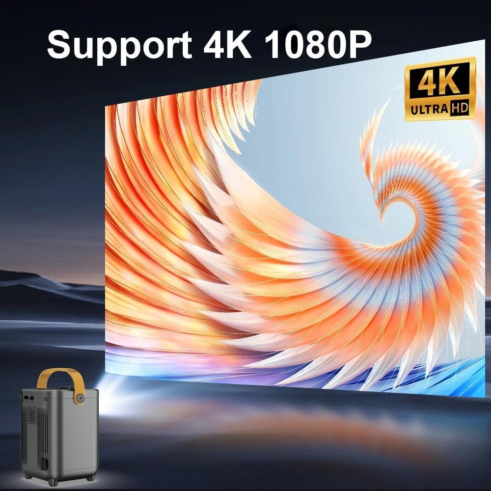 Magcubic Unterstützung 4K Bluetooth 5.0 mit WiFi Portabler Projektor (260 lm, 8000:1, 3840 x 2160 px, mit 200'' Display Beamer für Handy klein Heimkino)