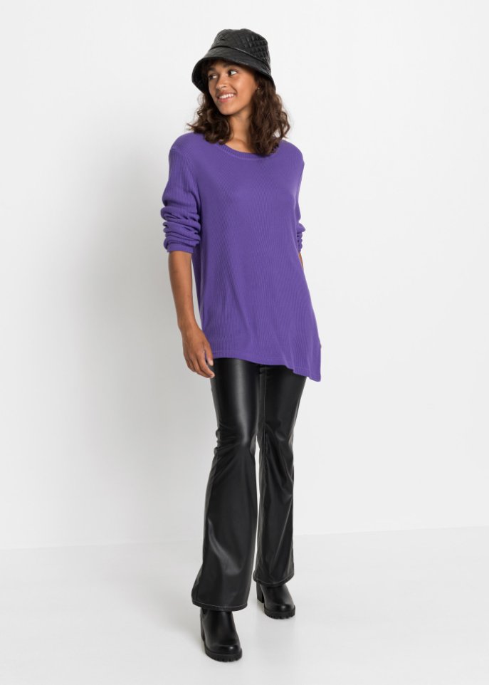 Shirt mit Struktureffekt und asymmetrischem Saum