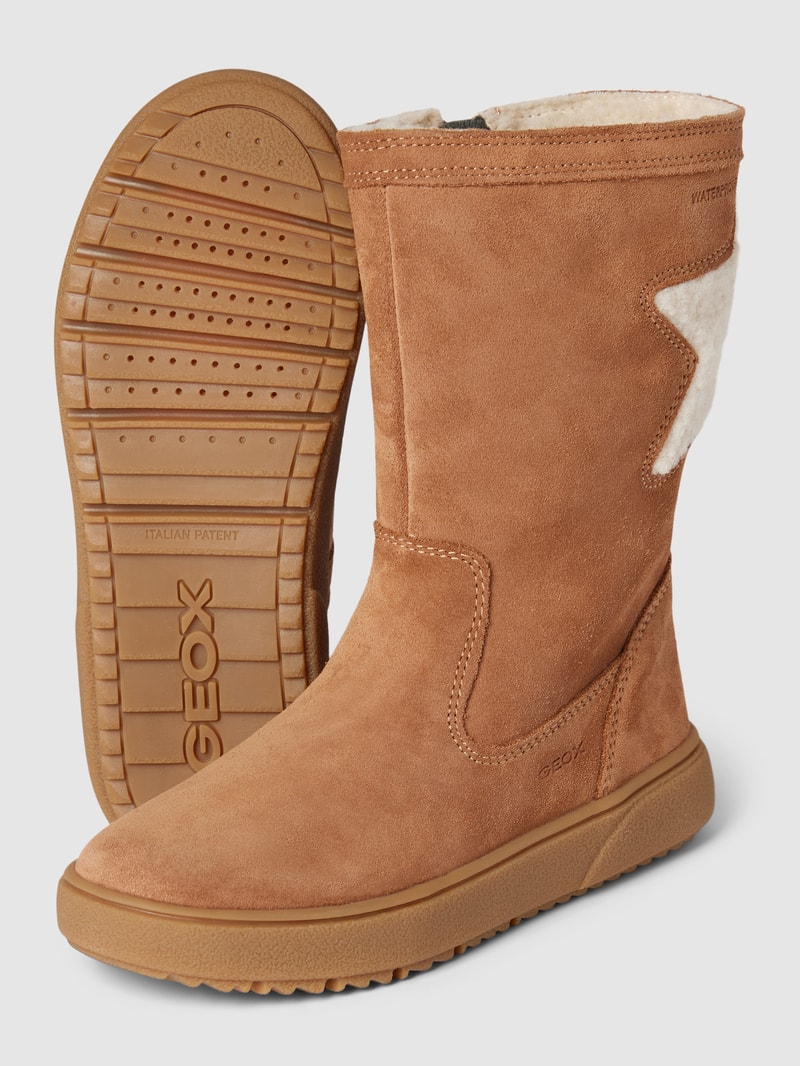 Stiefel mit Teddyfell-Besatz Modell 'THELEVEN' in camel