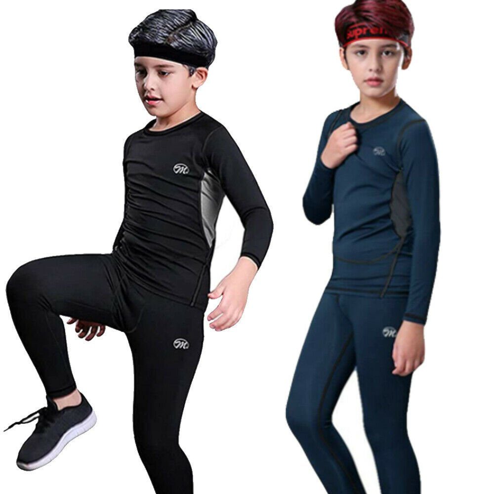 MEETYOO Thermounterhemd Jungen Mädchen Kinder Thermo Unterwäsche set (Funktions Ski Unterhose Thermohemd, Lange Unterhose set) Fleece Basisschicht