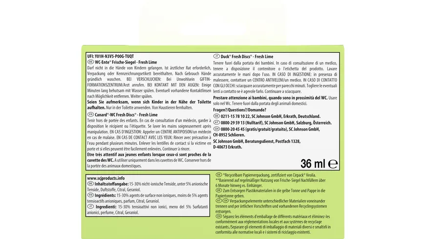 WC-Ente Frische Siegel Duft-WC-Reiniger Fresh Lime