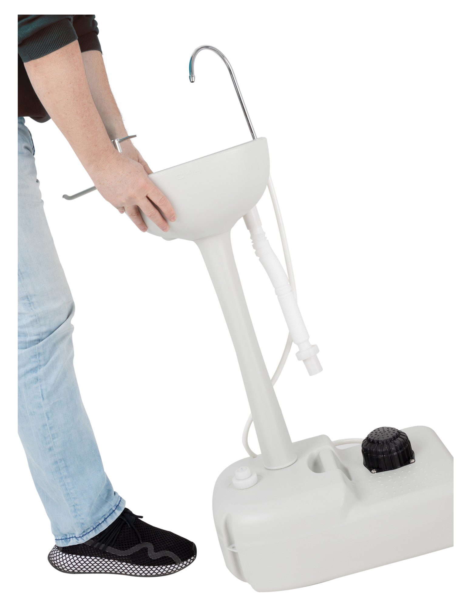 Stagecaptain Waschbecken PSW-17 Portables Festival Camping-Waschbecken (mit 17 Liter Wassertank, 1-St., inkl. Spender für Flüssigseife & Handtuchhalter), Spülbecken mit mechanischer Wasserpumpe
