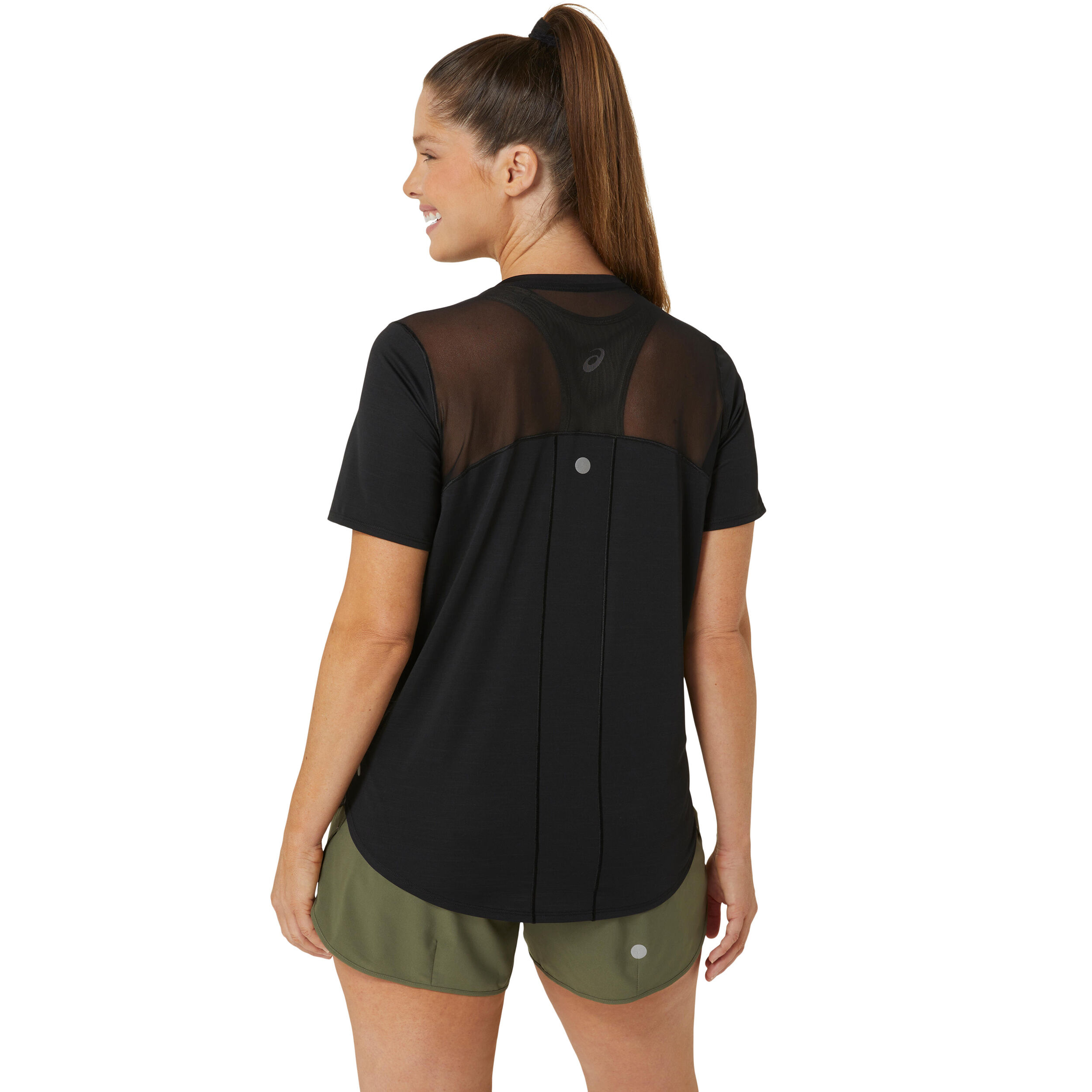 Road V-Neck Laufshirt Damen - Schwarz