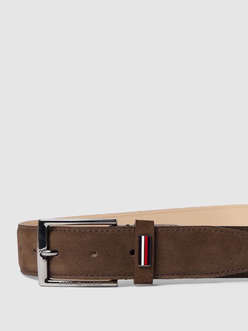 Gürtel aus Leder mit Label-Detail Modell 'BUSINESS' in mittelbraun