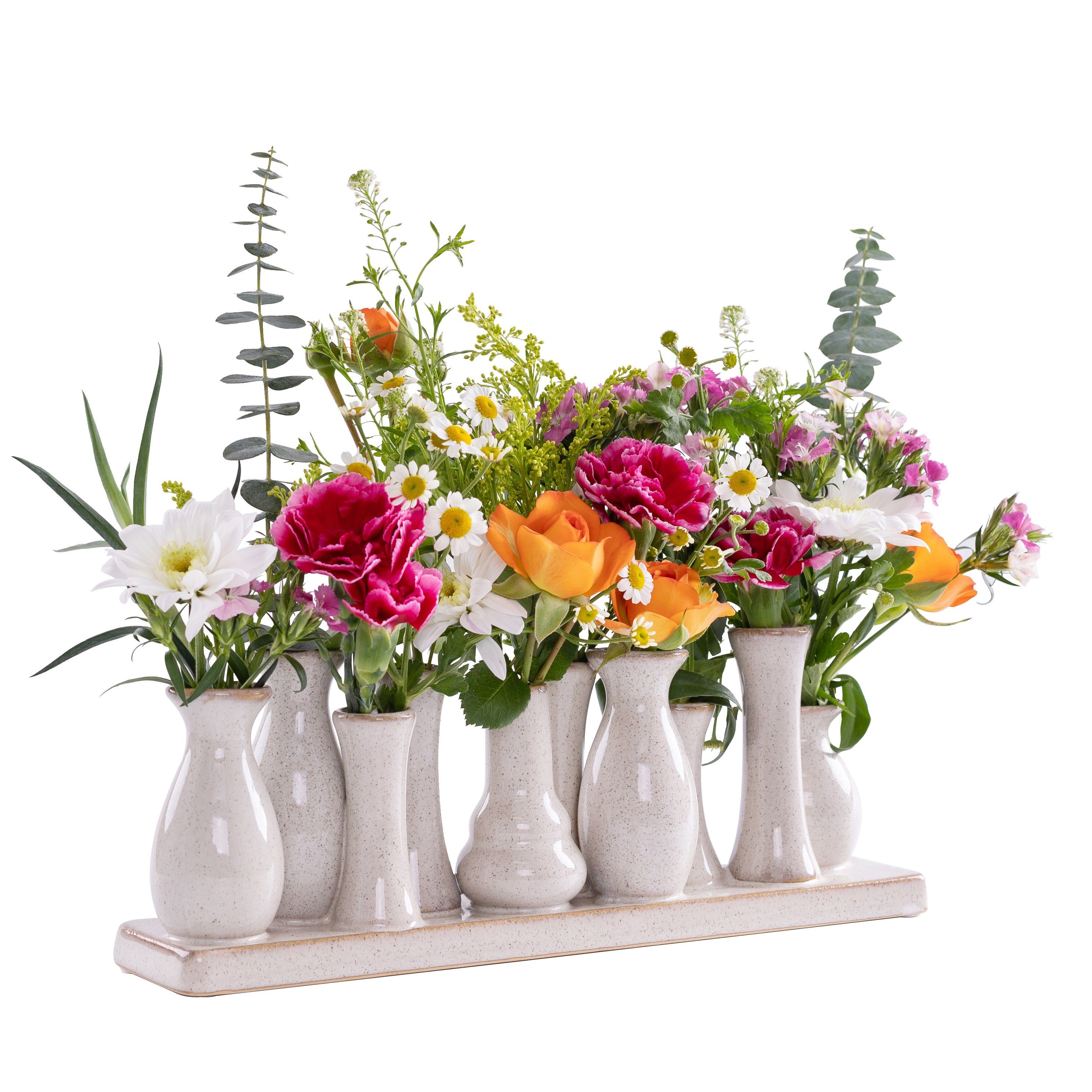 Jinfa Dekovase Jinfa Vasen auf festem Sockel, handgefertigte Blumenvasen, Antik-Weiß