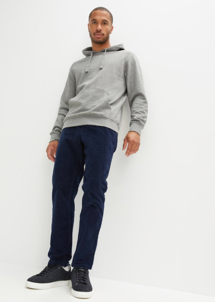 Regular Fit Cord-Schlupfhose in leicht verkürzter Länge, Straight
