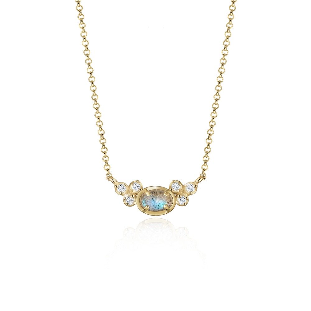 Elli Elli Collier Femme d'Héritage avec Topaze Labradite Gemstone en Argent Sterling 9 collier