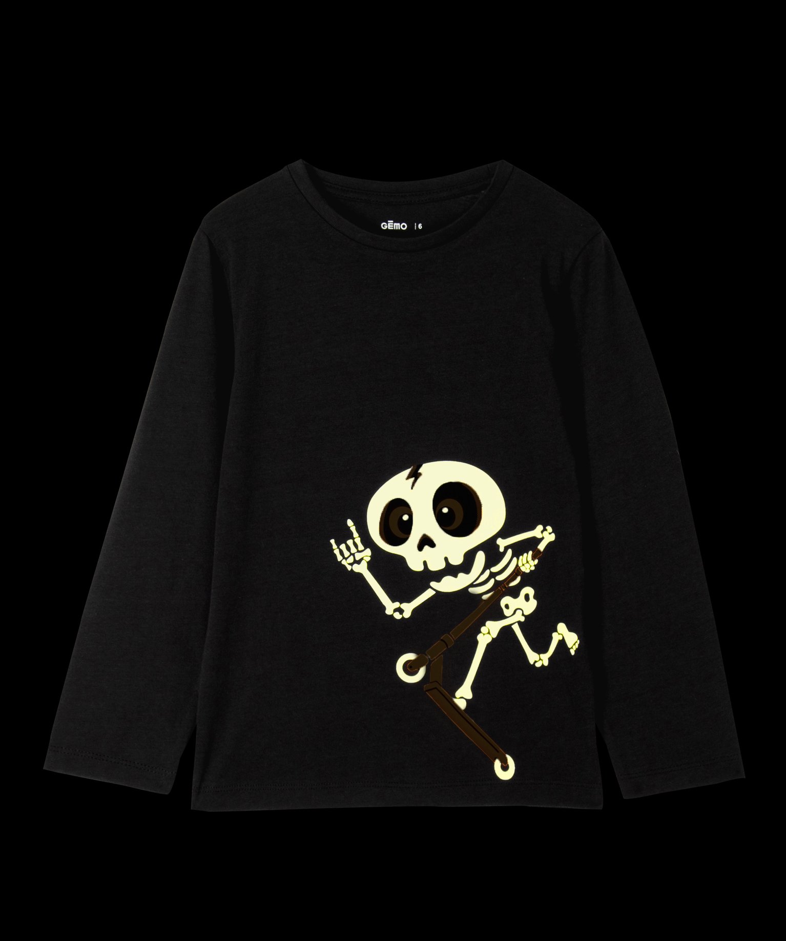 Tee-shirt Garçon à manches longues motif squelette phospho... noir | GEMO