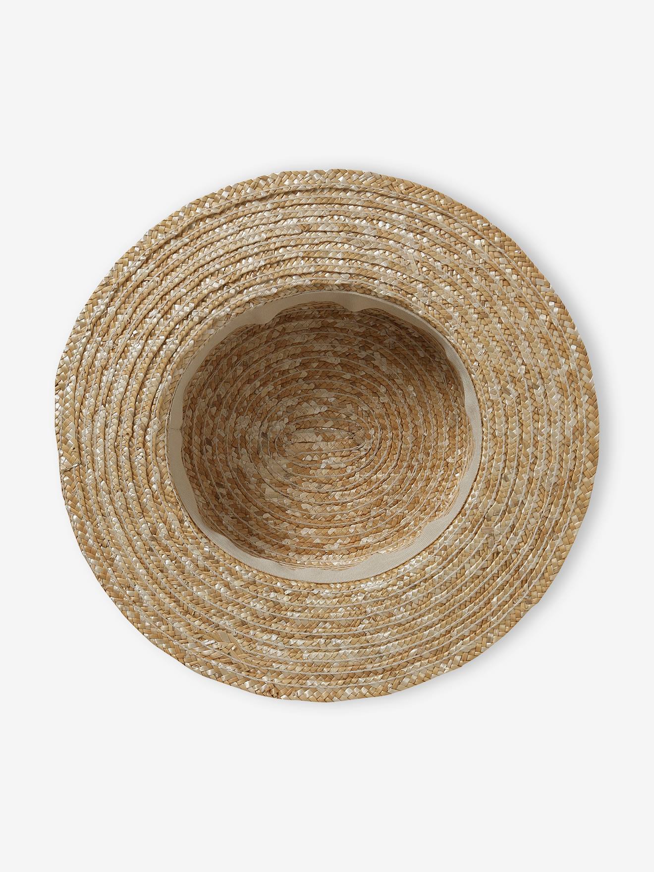Vertbaudet Mädchen Sonnenhut mit Hutband, Stroh-Optik - sand