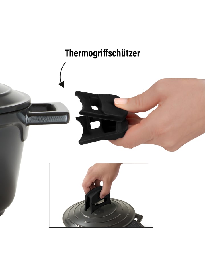 Stoneline Cocotte Bräter Rund 20 cm | mit Deckel in Schwarz günstig kaufen Ø 20 cm