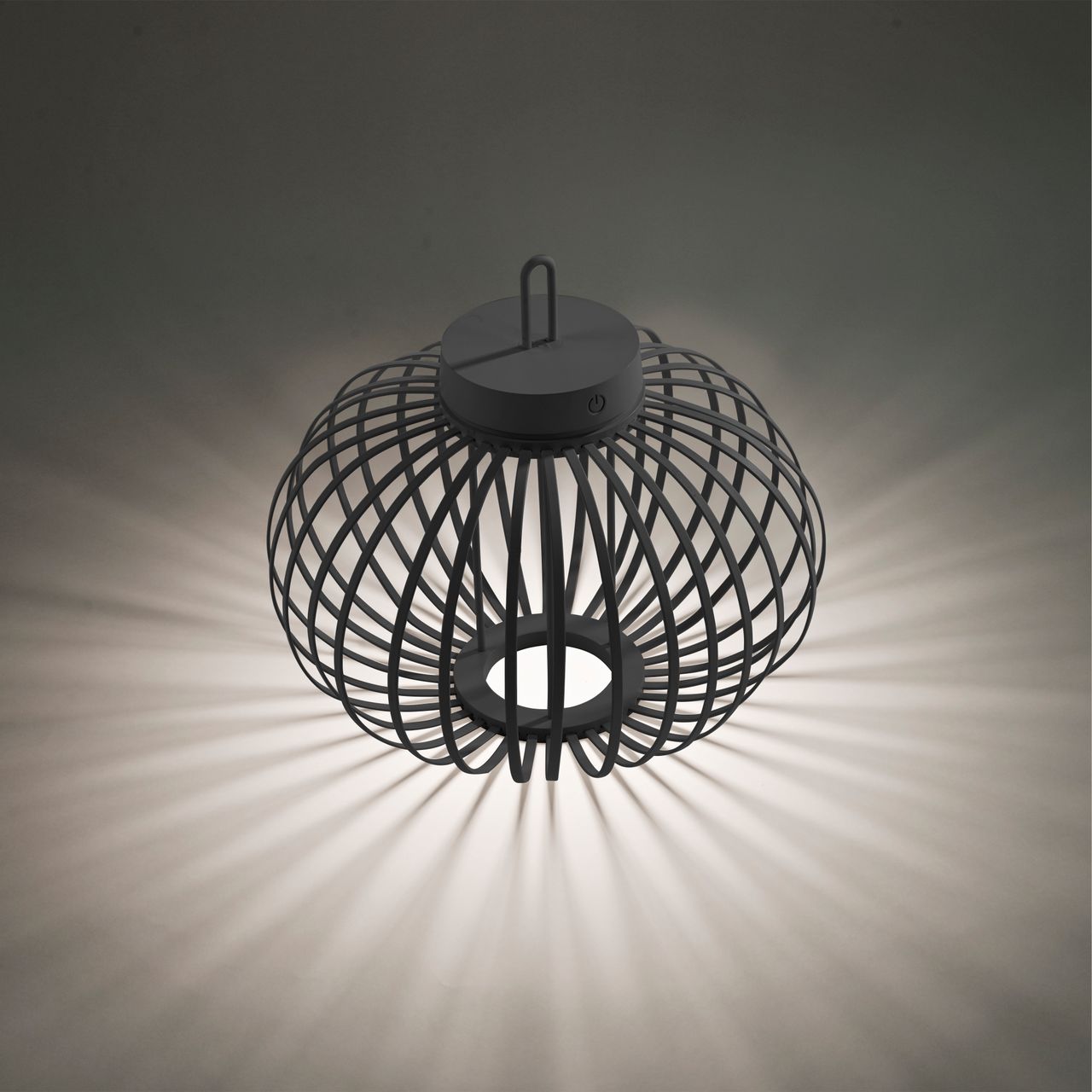 JUST LIGHT Akku Pendelleuchte AKUBA, 1x LED-Board/1,50Watt/2700Kelvin, IP44, Schwarz