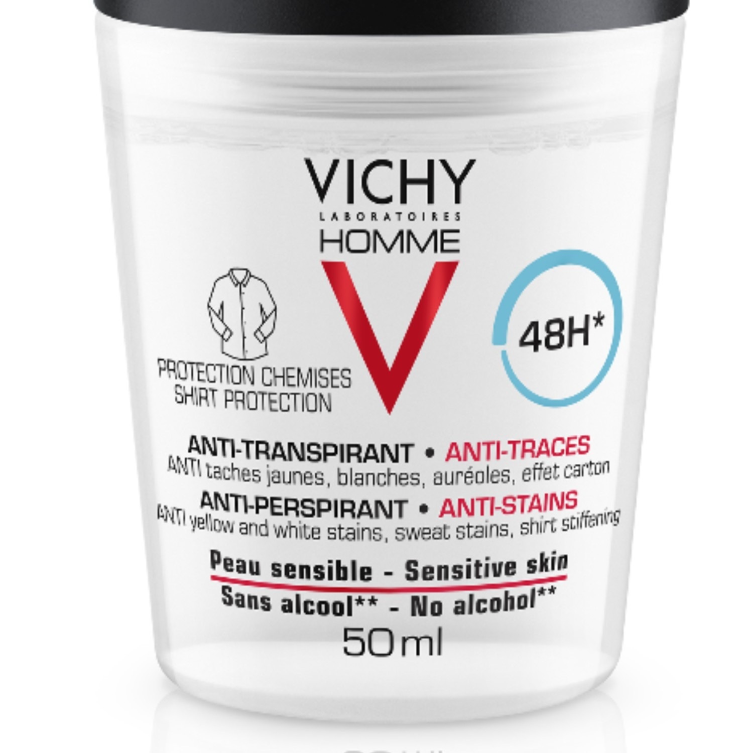 Vichy Vh antiperspirant roll-on, proti škvrnám, 48h