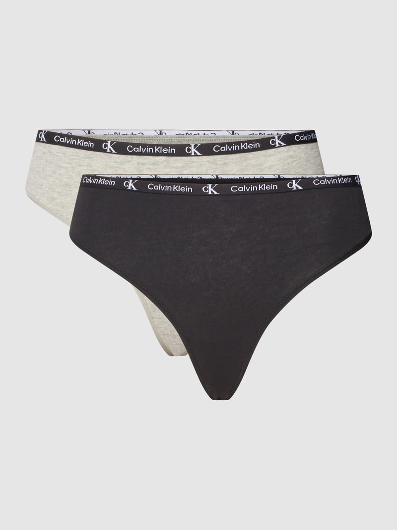 String im unifarbenen Design Modell 'MODERN THONG' im 2er-Pack in schwarz