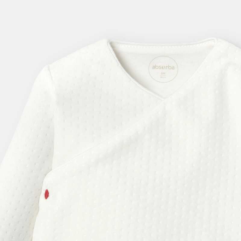 Pyjama cache-cœur en velours dévoré blanc naissance Absorba