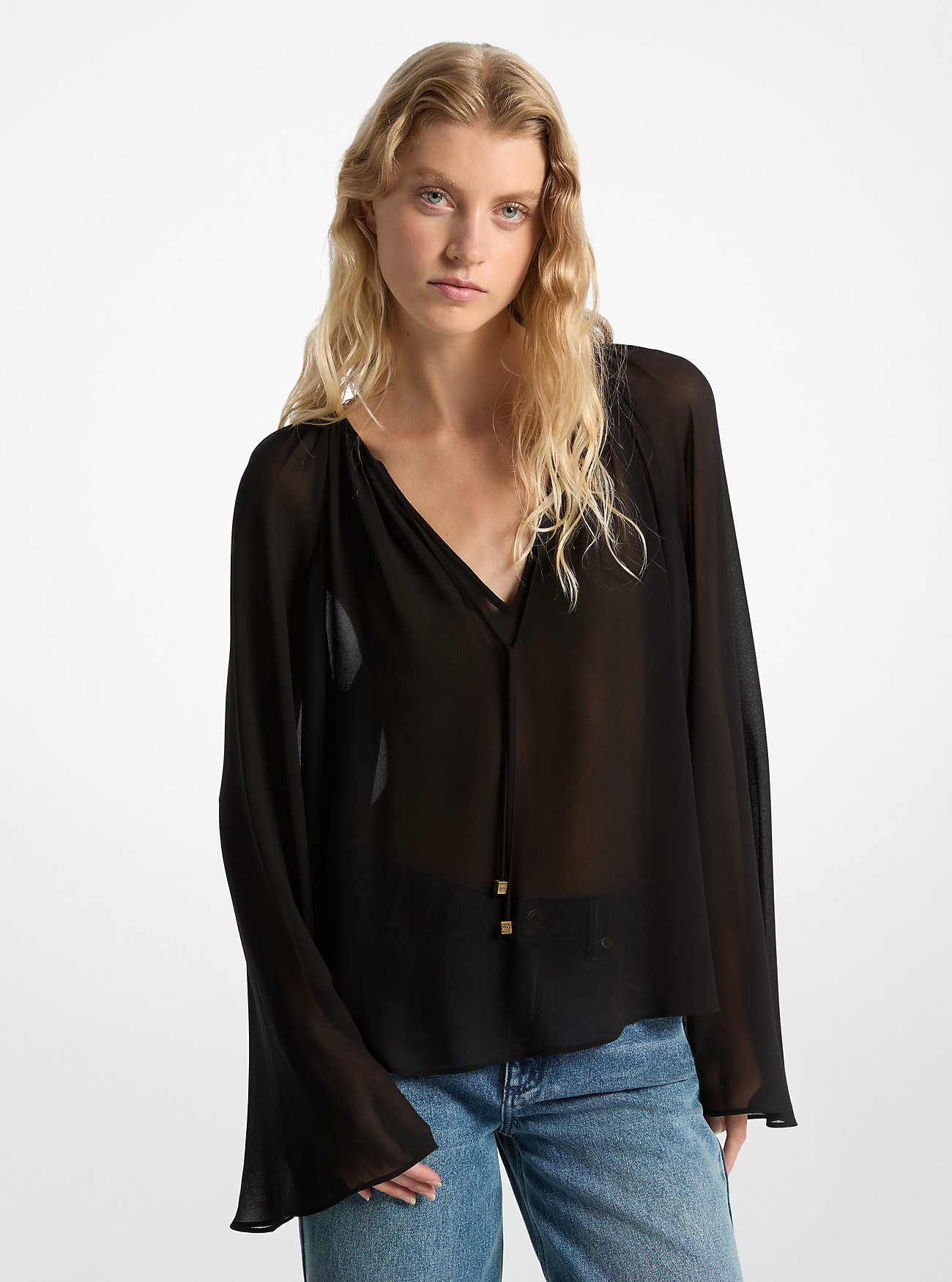 Camicetta in georgette con scollo a V - NERA