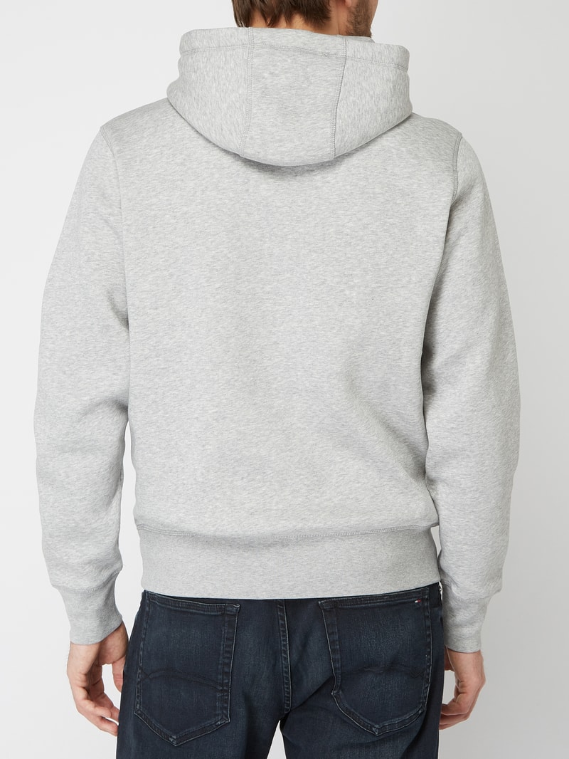 Hoodie mit Logo-Stickerei in hellgrau meliert