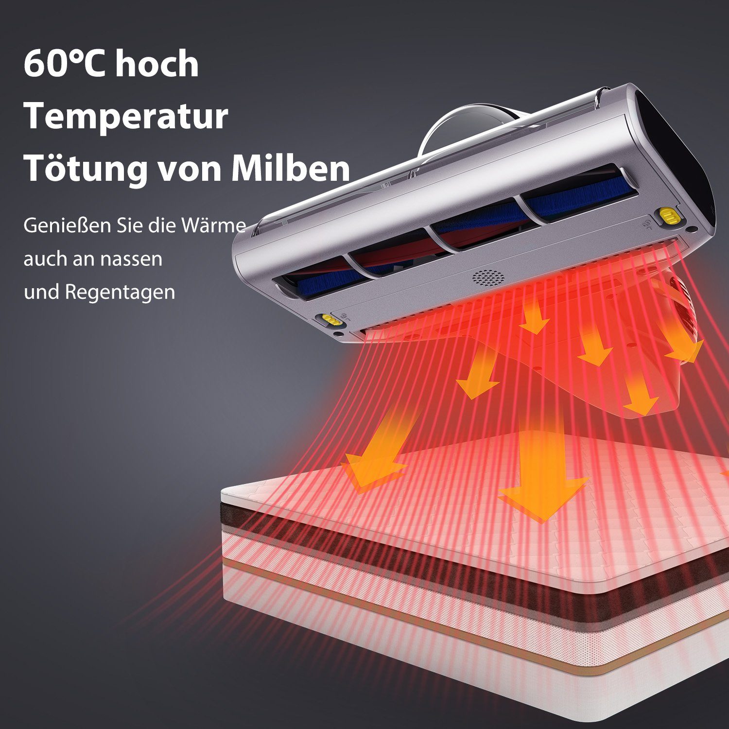 Jimmy Matratzenreinigungsgerät BX7 Pro Milbenstaubsauger Handstaubsauger, 700,00 W, mit Beutel, UV-C Licht, Hausstaubmilbensensor, Ultraschallfunktion