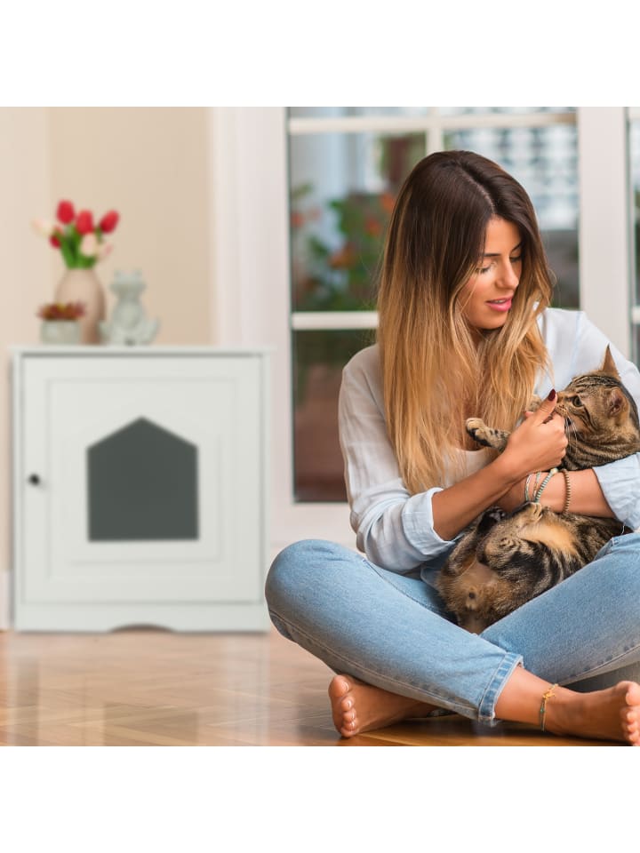 relaxdays Katzenschrank in Weiß - (B)48 x (H)52 x (T)53 günstig kaufen onesize