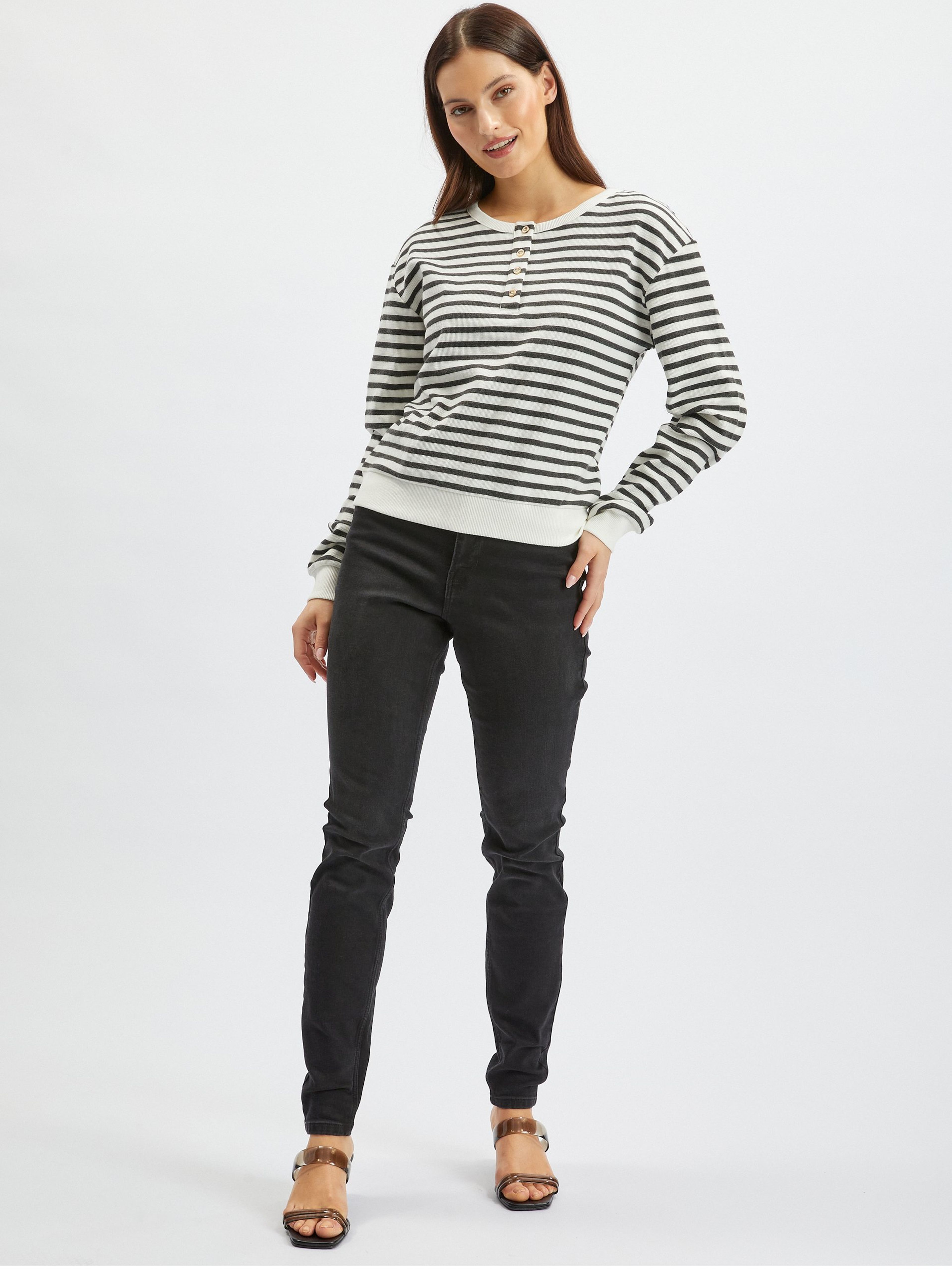 Schwarz-weiß gestreiftes Damen-Sweatshirt ORSAY