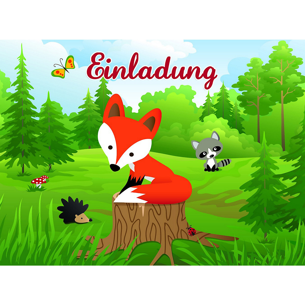 Einladungskarten Kleiner Fuchs, 8 Stück inkl. Umschläge