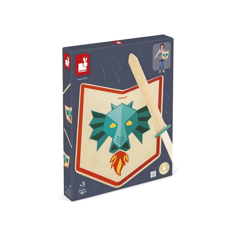 Epée et bouclier en bois du chevalier Dragon Janod