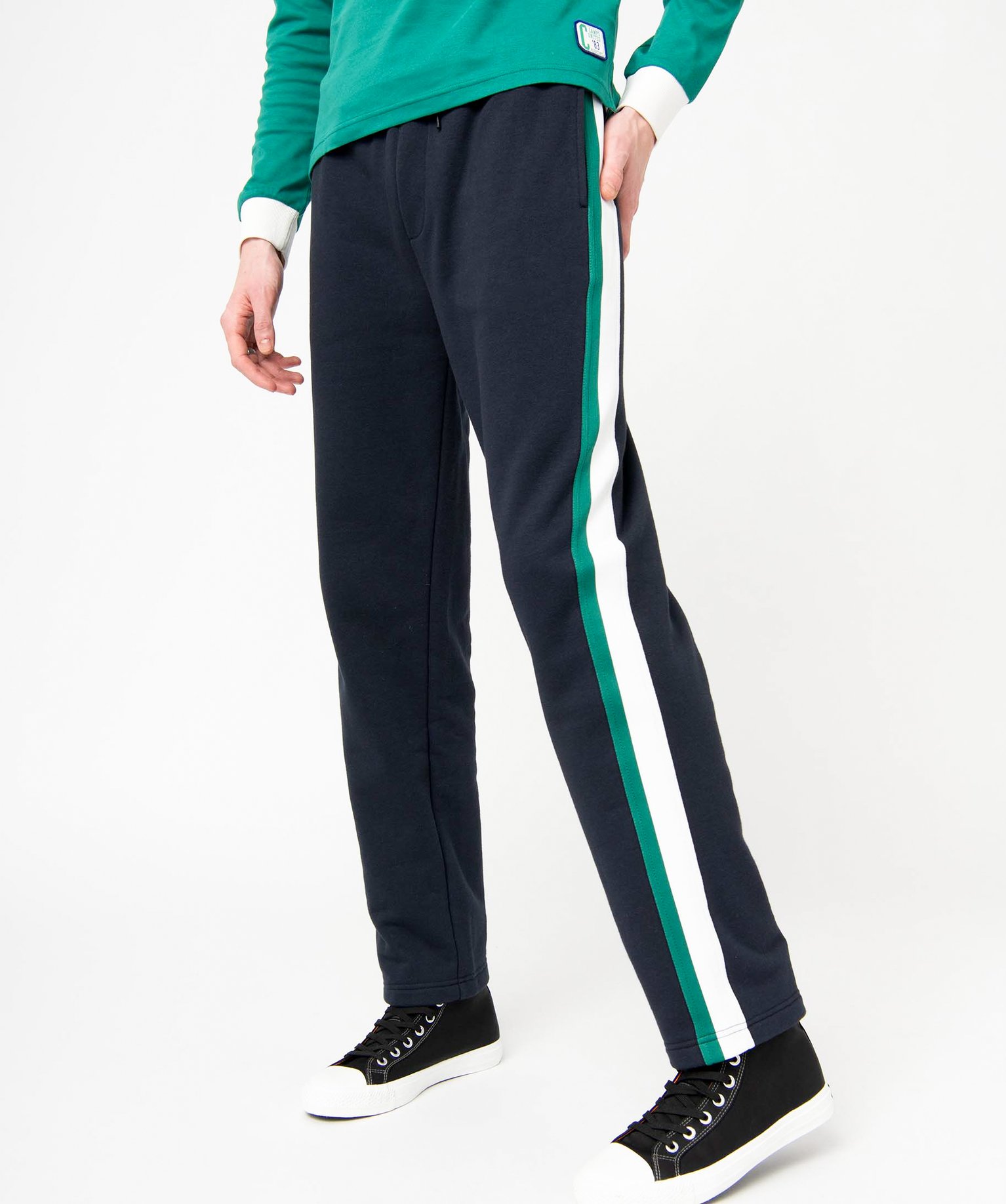 Pantalon de jogging homme coupe droite à rayures colorées ... bleu fonce | GEMO