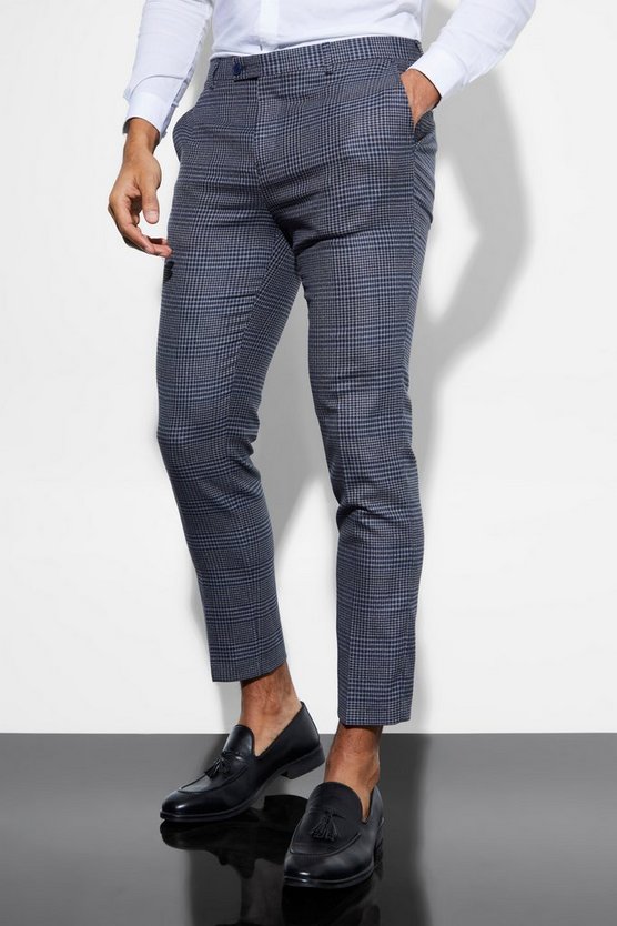 Kurze karierte Skinny Anzughose