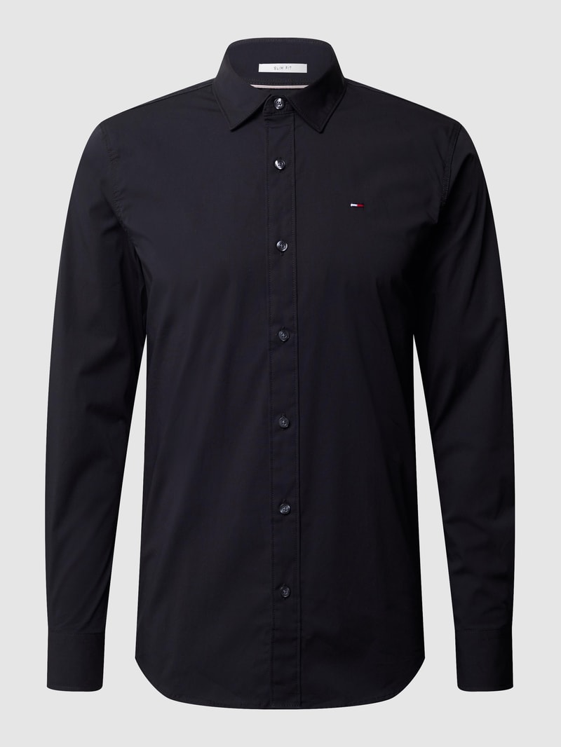 Slim Fit Freizeithemd mit Stretch-Anteil in schwarz
