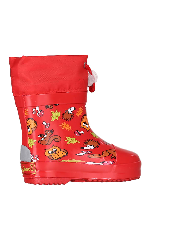 Playshoes Gummistiefel Halbschaft Waldtiere gefüttert in Rot günstig kaufen