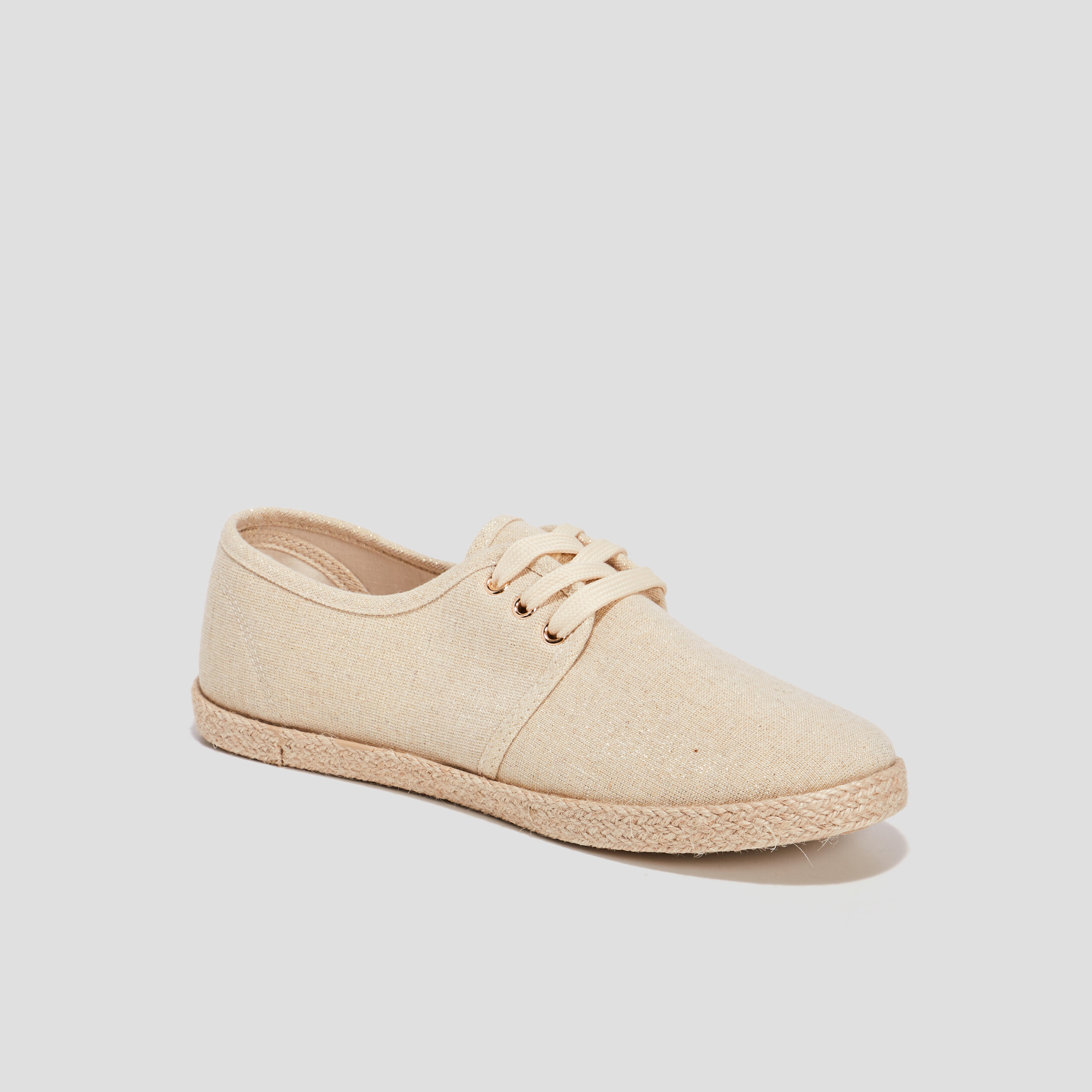 Derbies en toile à lacets jaune or femme | La Halle