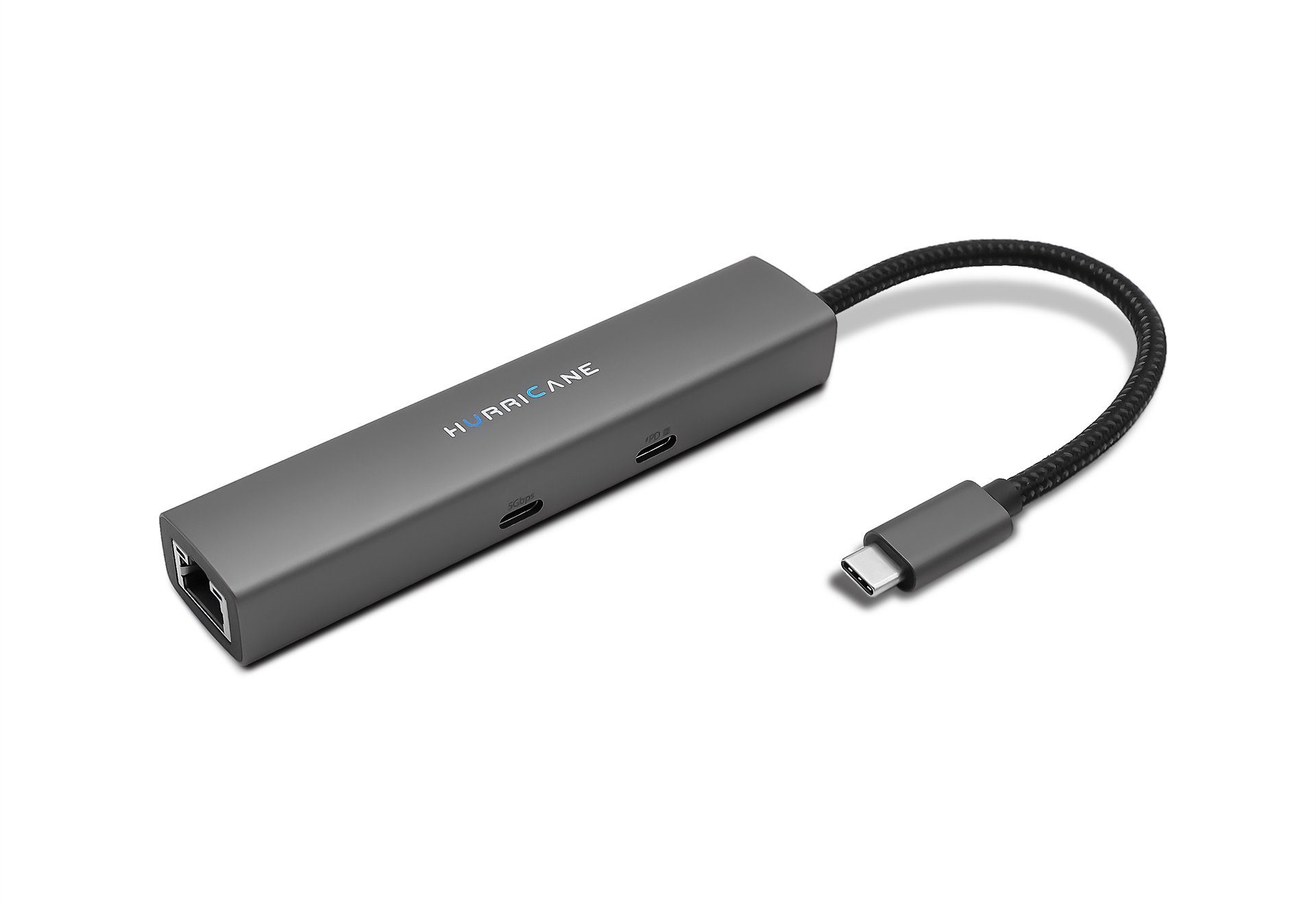 HURRICANE Laptop-Dockingstation C0546 USB-C Hub Aluminium Dockingstation 6 in 1 Multiport 4K HDMI, LAN Ethernet RJ45, 100W PD USB 3.0 für Laptop Notebook MacBook PC HDD