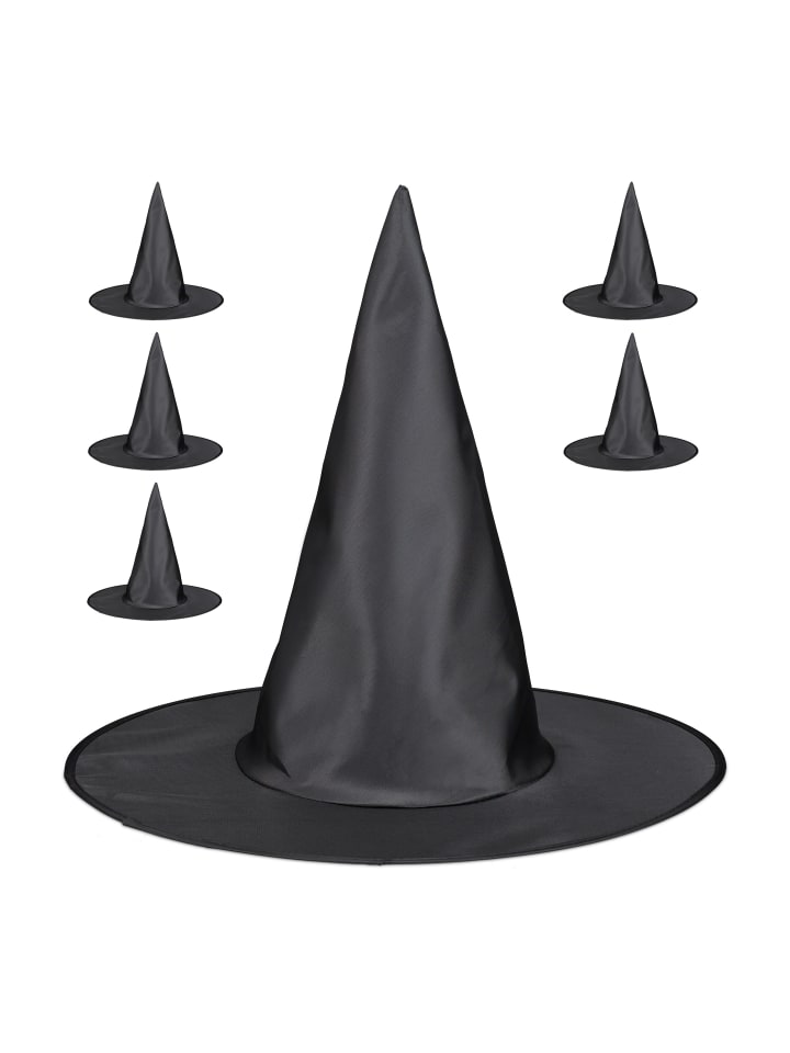 relaxdays 6 x Hexenhut in Schwarz günstig kaufen onesize