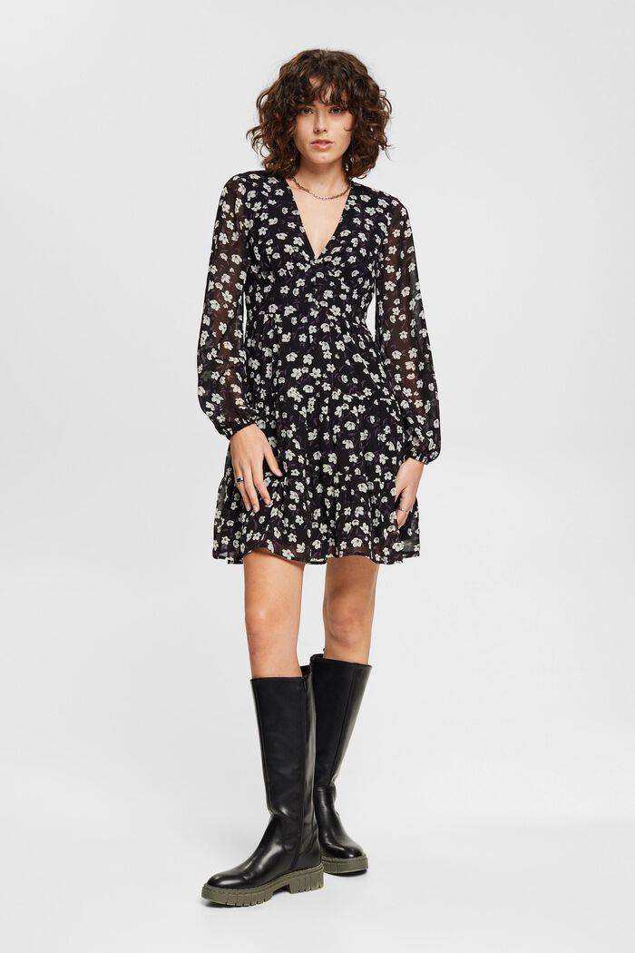 Kleid mit V-Ausschnitt und Allover-Print