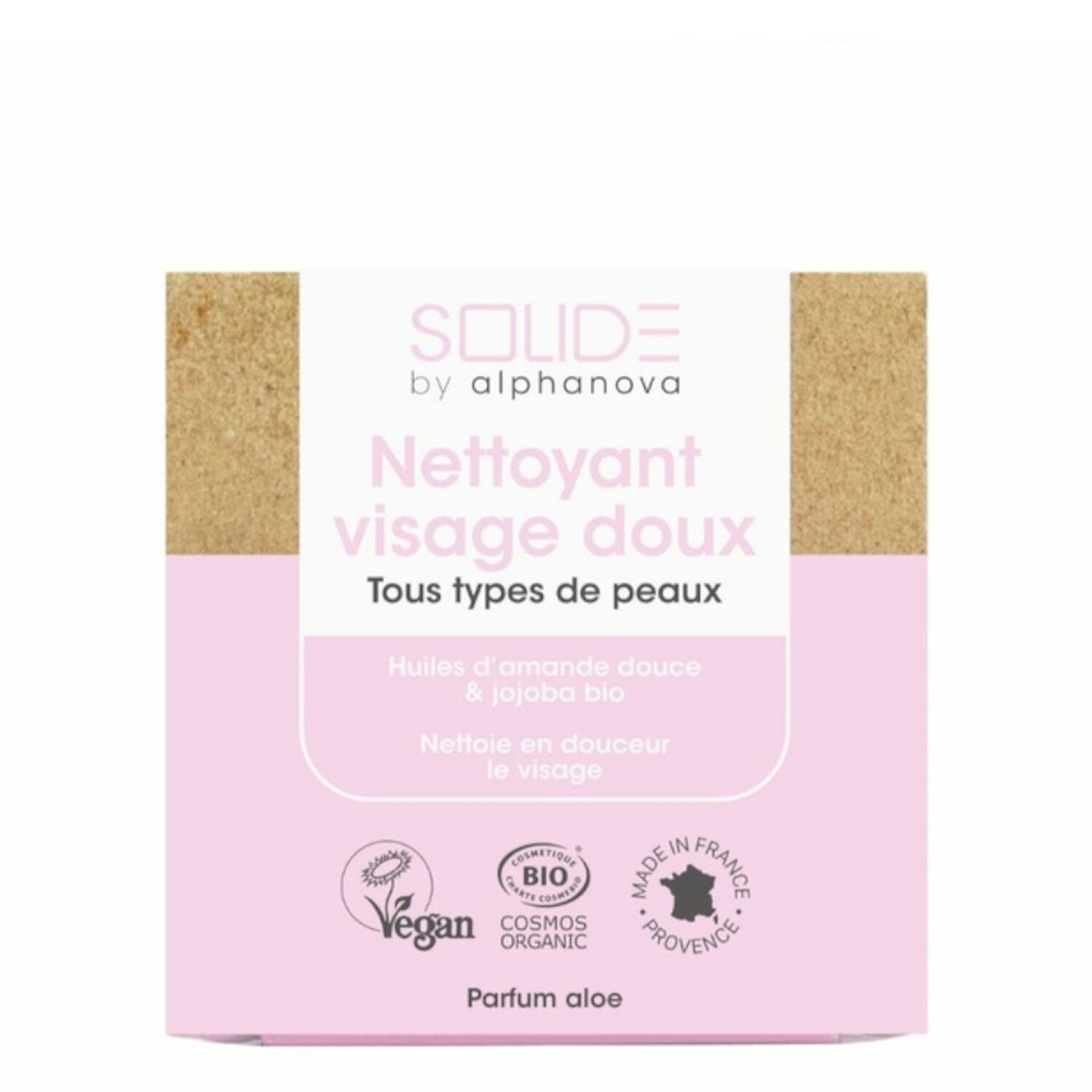 Alphanova Solide Nettoyant Visage Doux Tous Types de Peaux Parfum Aloe 75g